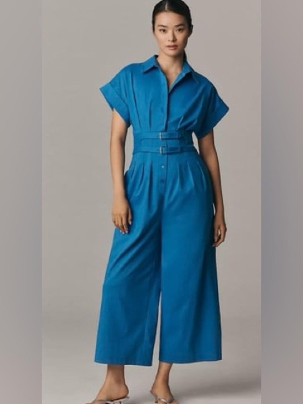 Anthropologie Exquise Plus Size Double Belted Gathered Waist Jumpsuit Size 1X